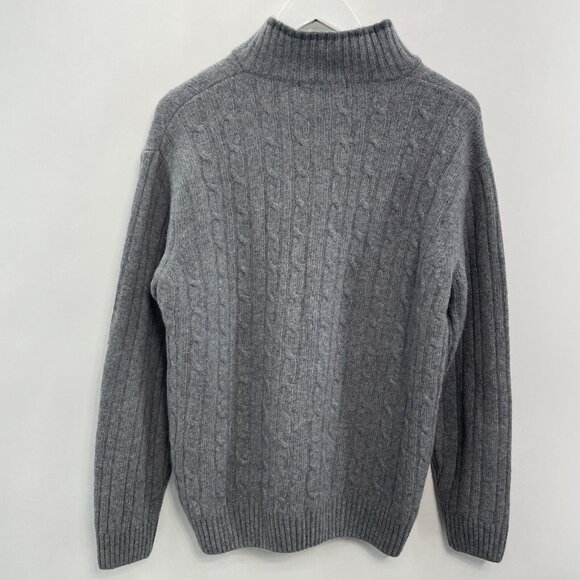 Daniele Blasi Italian Wool Sweater 1/4 Zip Cable Knit Gray Mens L - Picture 2 of 8
